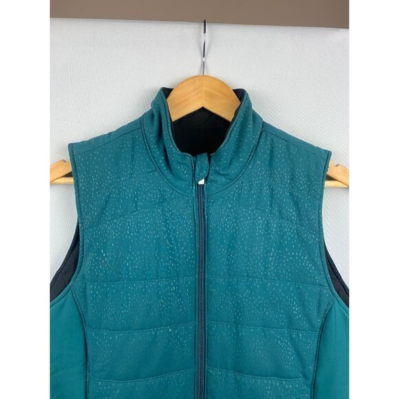 Women's Adidas Green & Black Reversible Zipper Puffer Vest Size M - Picture 3 of 10